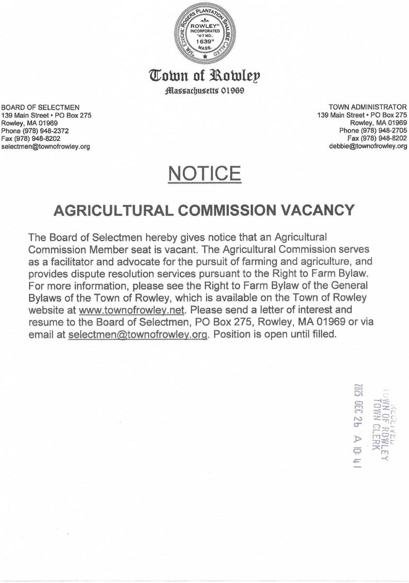 Ag Com Vacancy
